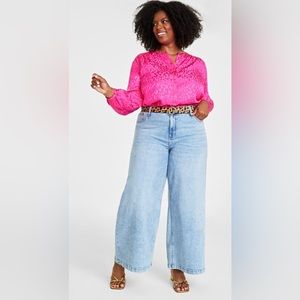 Plus Size High-Rise Wide-Leg Jeans,